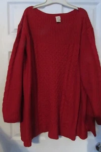 FADED GLORY sz 4X 26w-28w long sleeved red cable knit sweater shirt top blouse - Picture 1 of 7
