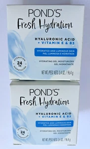 (2) Pond's Fresh Hydration Gel Moisturizer Hyaluronic Acid Vitamin E B3 (3.4 oz) - Picture 1 of 5