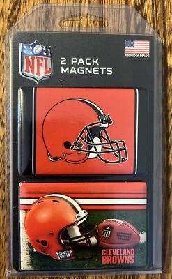 "Paquete de 2 imanes de dobladillo nuevos sellados de los Cleveland Browns de la NFL de 3"" x 2""" Foto 1 de 2