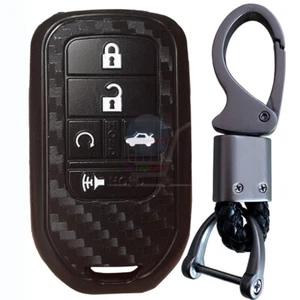 Fit Honda Accord CR-V Civic Pilot BR-V 5 Button Carbon Fiber Key Fob Case Cover - Picture 1 of 9