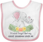 Inktastic I'll Never Forget That My Great Grandma Loves Me Elephants Baby Bib