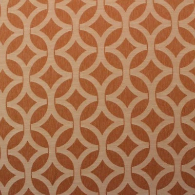WAVERLY LUDLOW LATTICE PERSIMMON ORANGE GEOMETRIC JACQUARD FABRIC BY YARD 55"W - Image 1 of 4