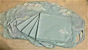Calla Lily Placemat Napkin Set Of 4 Each Pale Blue Cut Out Design 17" Napkins - Picture 1 of 8