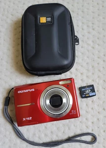Olympus X-42 Digital Camera 12.0 MP RED 1GB SD Card, Case Logic Case Tested - Picture 1 of 18