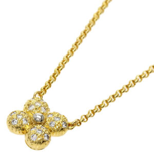 TASAKI   Necklace Flower motif Diamond Platinum PT900 18K Yellow Gold