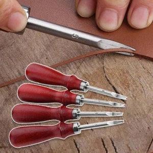Biseau en cuir artisanat bord skiving à faire soi-même coupe artisanale avec outil poignée en bois - Photo 1/15