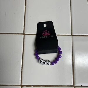 Paparazzi Fashion Jewelry Halloween Boo Kids Stretch Bracelet Purple - Picture 1 of 1