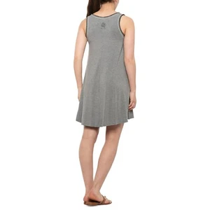 Nuevo con etiquetas Vestido sin mangas Life Is Good gris jaspeado margarita trapecio bolsillo para mujer - Imagen 1 de 4