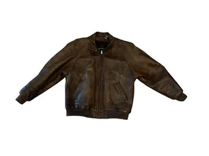 Bomber da volo Context uomo invecchiato vintage pelle anni 80 taglia M marrone - Foto 1 di 3