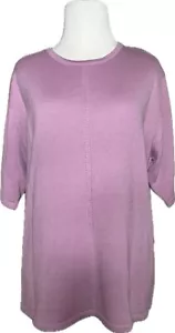 Pendleton TALL M Women’s Short Sleeve Top 100% Wool Lilac Purple Solid NWT - Picture 1 of 20