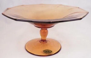 Cambridge Decagon Kompott Bernstein Vertiefungsglas mit Fuß und Original Etikett - Bild 1 von 5