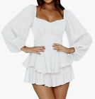 Womens TikTok White Summer Romper Dress