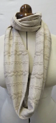 ECOTRIP Loop Scarf, Cotton Jersey, "Cable" Design, Natural Oatmeal Cream, 30cm Wide