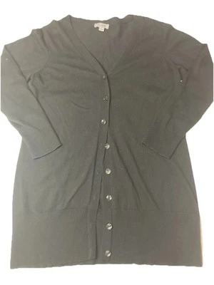 Cárdigan de mujer Denim & Co grande con botones delanteros suéter NEGRO Foto 1 de 3