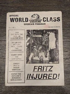 Vintage Rare 1988 WCCW Wrestling Program Dallas Sportatorium Von Erich - Picture 1 of 5