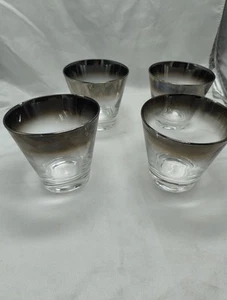 Dorothy Thorpe Style Silver Fade Double Shot Glasses Set Of Four MCM *Has Condit - Picture 1 of 7