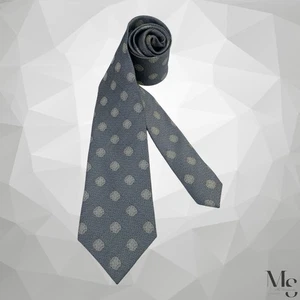 ERMENEGILDO ZEGNA Gray Medallion Print Silk Tie Made In Italy 59”-3.5’’ EX COND - Picture 1 of 6