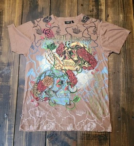 Christian Audigier Vintage Y2K T-Shirt Size L Women’s Rhinestones Bling Skulls - Picture 1 of 8
