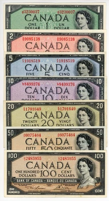 1954 Bank of Canada $1 - $100 Set of Banknotes - Image 1 of 4