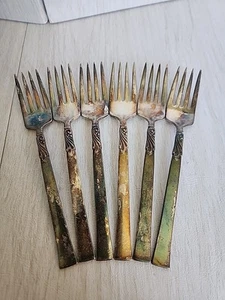 6pc Lot Oneida Nobility Plate Wind Song 1955 vintage silver plate Salad Forks - Picture 1 of 3