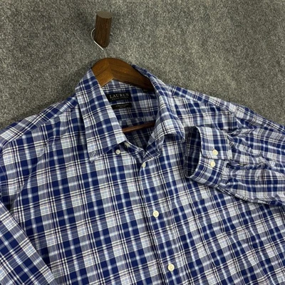Camisa a Cuadros Lauren Ralph Lauren Para Hombres 16 36/37 Calce Alto Tela Elástica Foto 1 de 4
