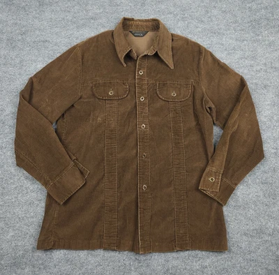 Vintage JC Penney Corduroy Shirt Men's Large Brown Button Up Pockets Thick - Image 1 of 4