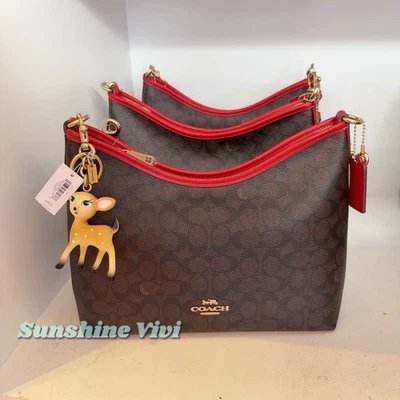 Nuevo con etiquetas Paquete Bolso de Hombro Coach Laurel Marrón CV975 y CCD40 Bolso de Ciervo Dije Foto 1 de 4