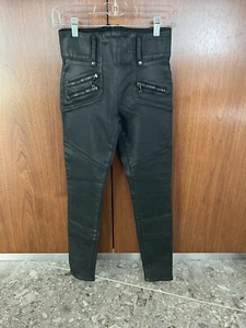 Pantalones de mezclilla ajustados HUDSON recubiertos de negro con cremalleras (cintura, tobillos, frente) talla 25 - Imagen 1 de 11