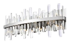 Bathroom Vanity Chrome and Crystal Wall Sconce 8 Light Lighting Fixture 30 inch - Picture 1 of 7