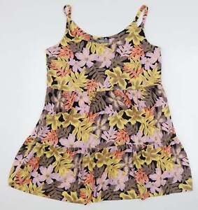 Nutmeg Womens Multicoloured Floral Polyester Tank Dress Size 16 Round Neck Pullo