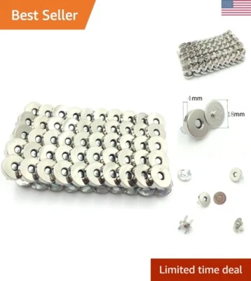 Versatile Silver Magnetic Fasteners - 100 Sets for Easy Craft & Sewing Projects - Imagem 1 de 4