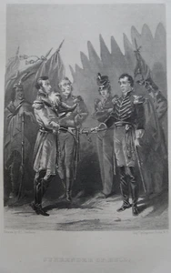 SURRENDER OF GENERAL HULL DETROIT WAR of 1812 Antique Engraving - Picture 1 of 4