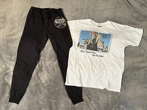 Star Wars  Black Sweatpants Medium Bonus lot White Disney Shirt Official Darth M - Picture 1 of 12