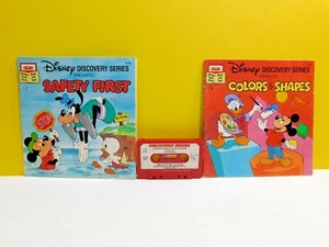 Juego de 2 libros y 1 cinta de casete de Disney Discovery Series seguridad primera y colores formas - Imagen 1 de 10