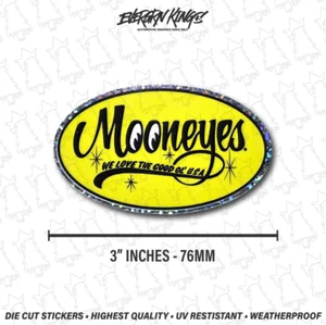 Glitter Moon Eyes Sticker 3 inch Oval Rat Fink Hot Rod Vintage Racing USA - Picture 1 of 2