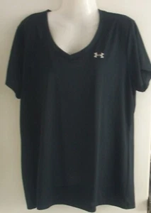 L "UNDER ARMOUR" schwarzes Kurzarm-Shirt m. V-Ausschnitt + Reflektoren Gr. XL - Bild 1 von 7