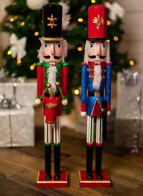 Christmas Nutcracker Wooden Decoration Large Soldier Red Blue Statue Xmas Decor - Image 1 of 4