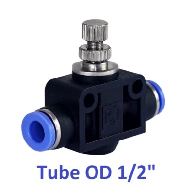 WIC VALVE Air Flow Speed Control Valve Tube OD 1/2" Inch Pneumatic Push In Fitting 1 Piece