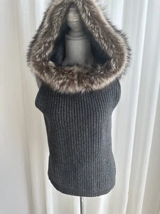 Gilet maglione volpe Brunello Cucinelli lana cashmere cappuccio metallizzato tg L nuovo con etichette $5499 - Foto 1 di 7