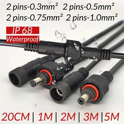 55x21mm DC Power Extension Cable Waterproof Wire 12V Plug Socket Connector Lead - Image 1 of 4