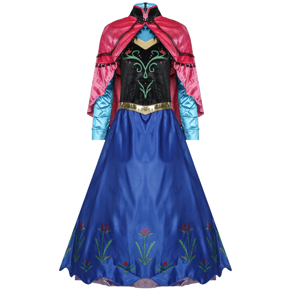 Princess Anna Dress Cosplay Costume Women's Frozen Snow White Dress Full Set - Image 1 of 4