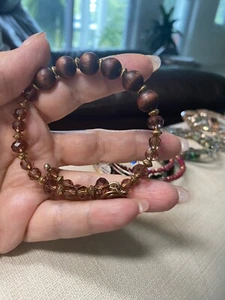 ALEX AND ANI Vintage Sixty Six Crystal And Wood Beaded Wrap Bracelet Gold Tone - Picture 1 of 5
