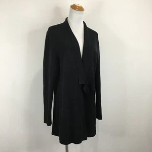 EILEEN FISHER Black Silk & Organic Cotton Knit Open Cardigan Womens sz Medium - Picture 1 of 10