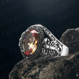 Anillo para hombre alejandrita cambio de color piedra 925 escorpión plata esterlina todas las tallas - Imagen 1 de 6
