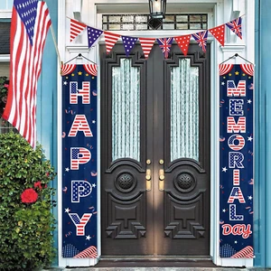Memorial Day Decorations Door Banner 2Pcs Happy Memorial Day Porch Sign 71X12 In - Picture 1 of 12