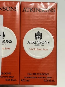 Atkinsons 24 Old Bond Street Men’s Eau De Cologne 10 x 2ml Boxed- Travel Size - Picture 1 of 5
