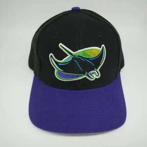 Tampa Bay Devil Rays Mlb Twins Vtg 90s Purple Rim Black Snapback Hat Cap - Picture 1 of 13