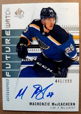 MACKENZIE MacEACHERN FUTURE WATCH /999 AUTO 2019-20 SP AUTHENTIC ROOKIE #157 - Image 1 of 4