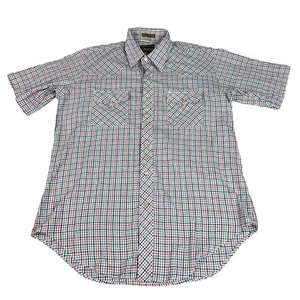 Plainsman Pearl Snap Western Hemd Herren L Xtra Long Tail Check Polyester Baumwolle - Bild 1 von 8