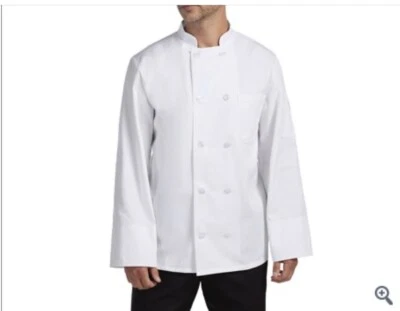 Chefwear Unisex Classic Long Sleeve Crossover Collar Chef Coat Sz M - Image 1 of 4